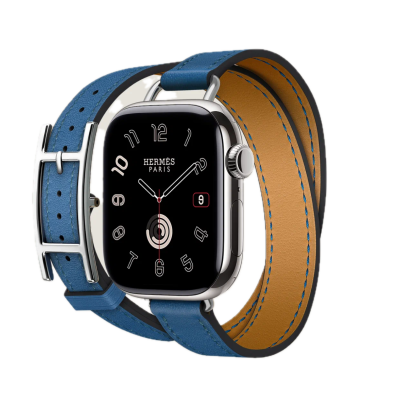 Apple Watch Hermes 11, 42mm, Silver, Hapi Attelage Double Tour, Bleu De France