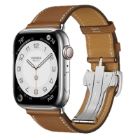 Apple Watch Hermes 11, 46mm, Silver, Barénia Leather Single Tour Deployment Buckle, Fauve