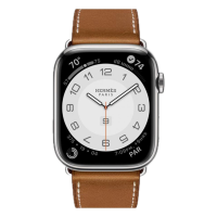 Apple Watch Hermes 11, 46mm, Silver, Barénia Leather Single Tour Deployment Buckle, Fauve
